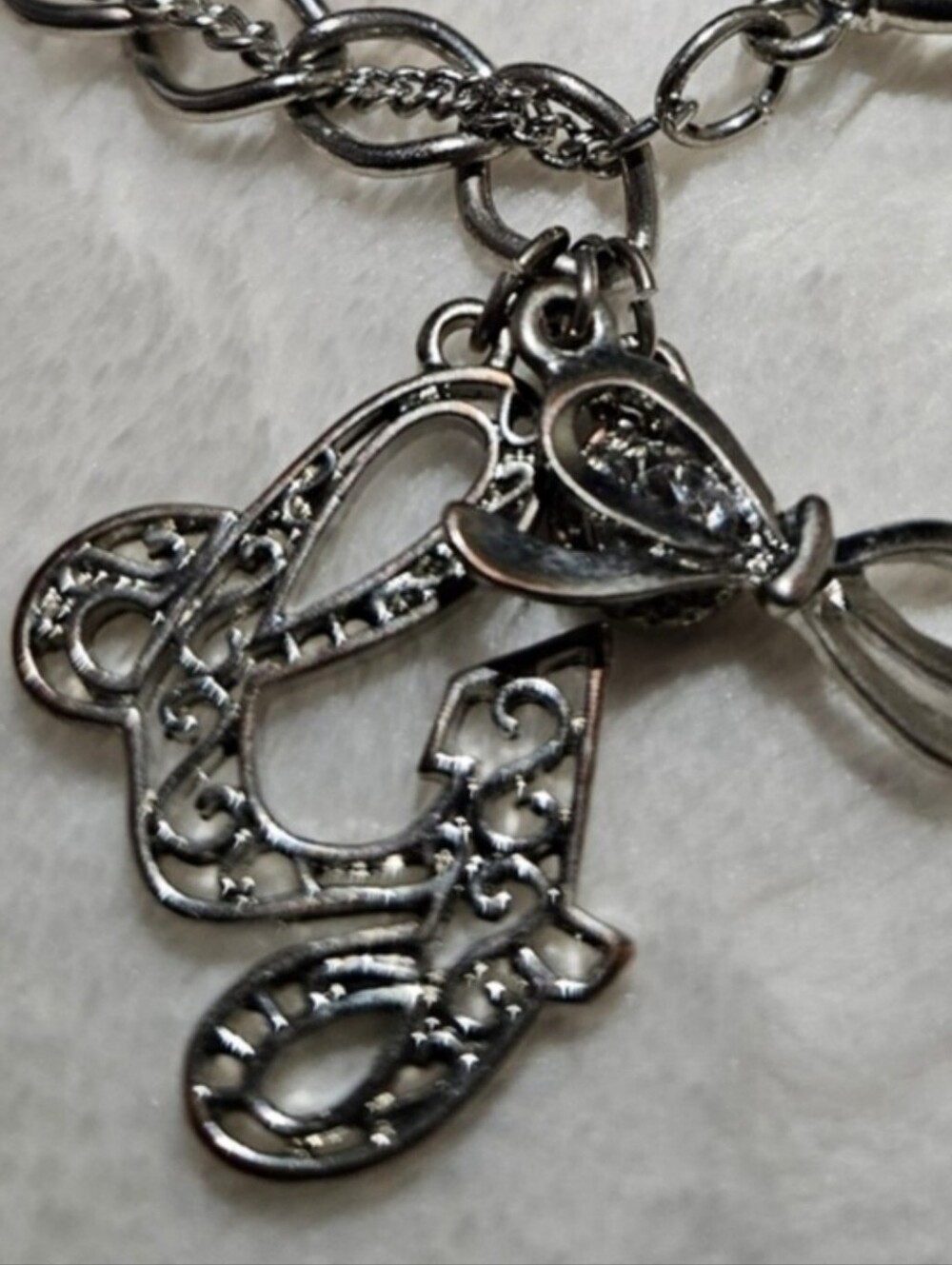 G by Guess 80's Silver-Tone Charm Bracelet with 'G' Initial Bow & Crystal Accent - Picture 2 of 4